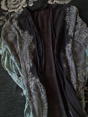 Brown Paisley Open-Front Women's Kimono
